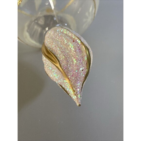 Vintage Christmas Ornament Indent Clear & Frosted Glass Finial Style Glitter - Picture 7 of 11